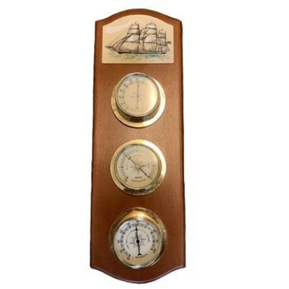 Vintage Sunbeam 3 Gage Weather Station Thermometer Barometer Humidity